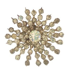 Vintage Coro clear rhinestone crystal starburst brooch marked